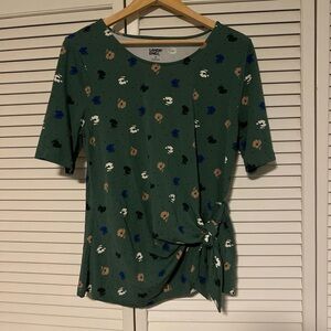 Lands' End Green Floral Blouse